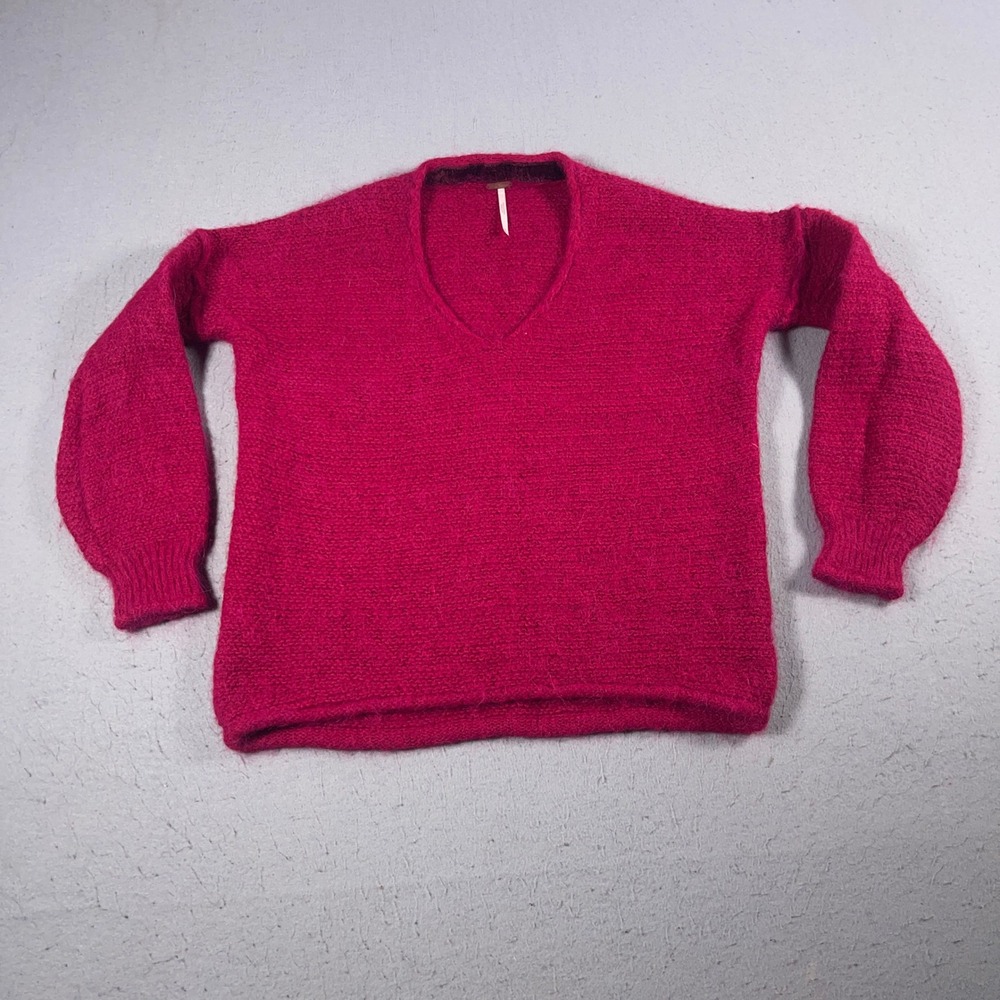 Free People Sweater Women Small‎ Alpaca Blend V Neck Knit Cozy Fuzzy Knit